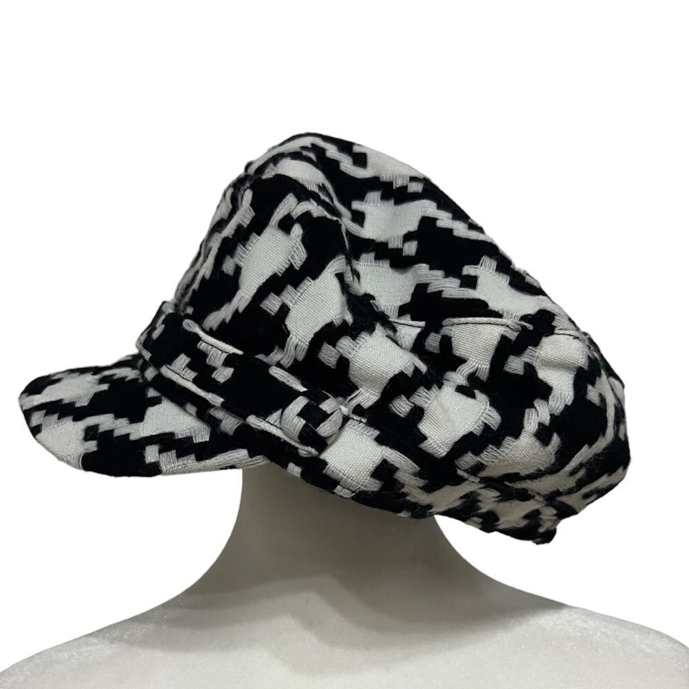 Vintage Breton Style Houndstooth Hat, One Size